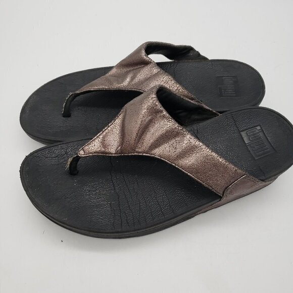 FitFlop Lulu Shimmer Sandals Thong Flip Flop Womens Size 7 - Picture 1 of 14